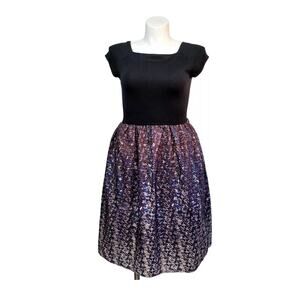 Mixt By Heidi Weisel Women's Black Knit Multicolor Tafetta Dress Missing Belt XL